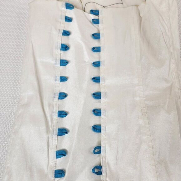 Vintage Smurf Smurfette Lace Up Over Bust Corset Top White Womens M Cosplay - Picture 8 of 9